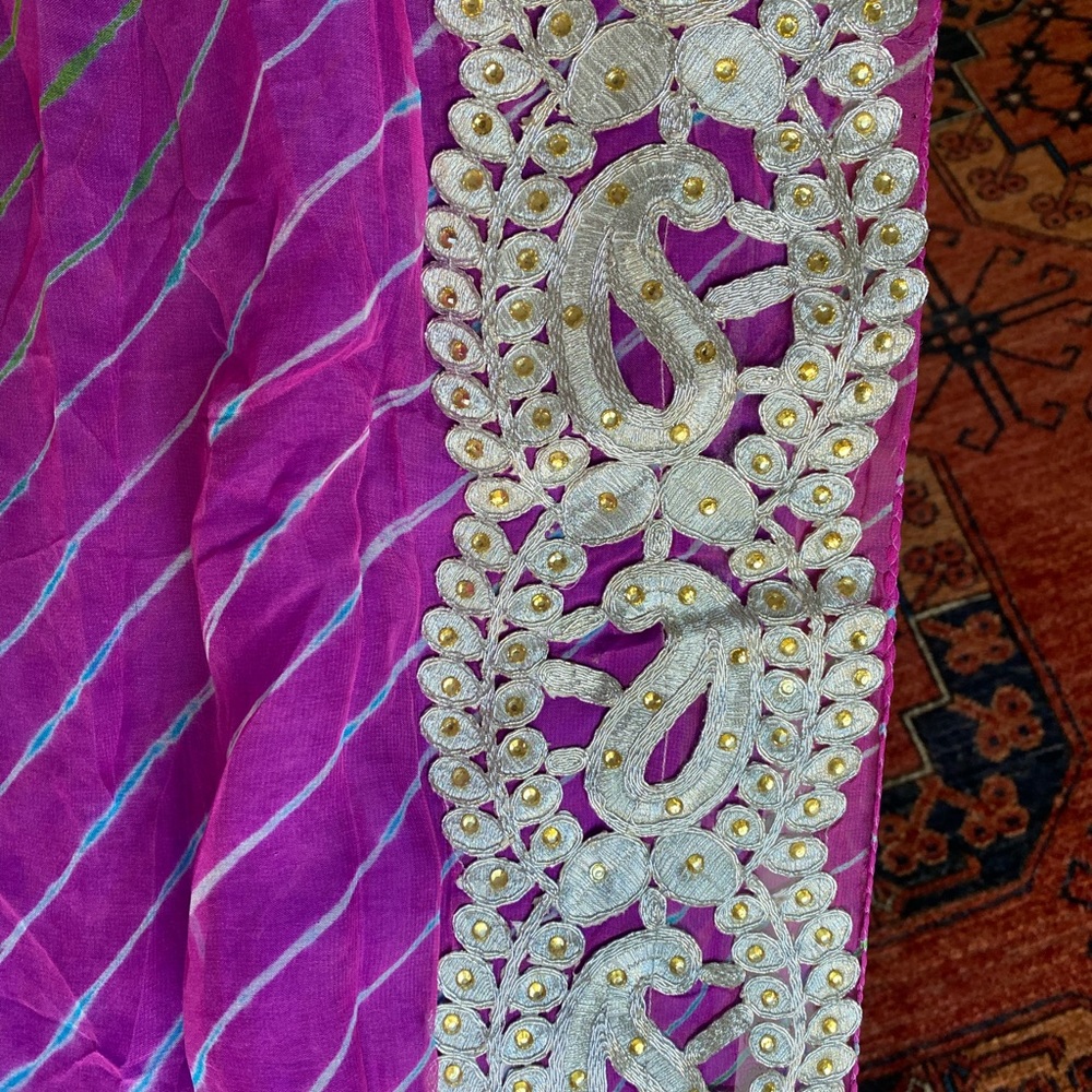 Two tone lehariya saree sari